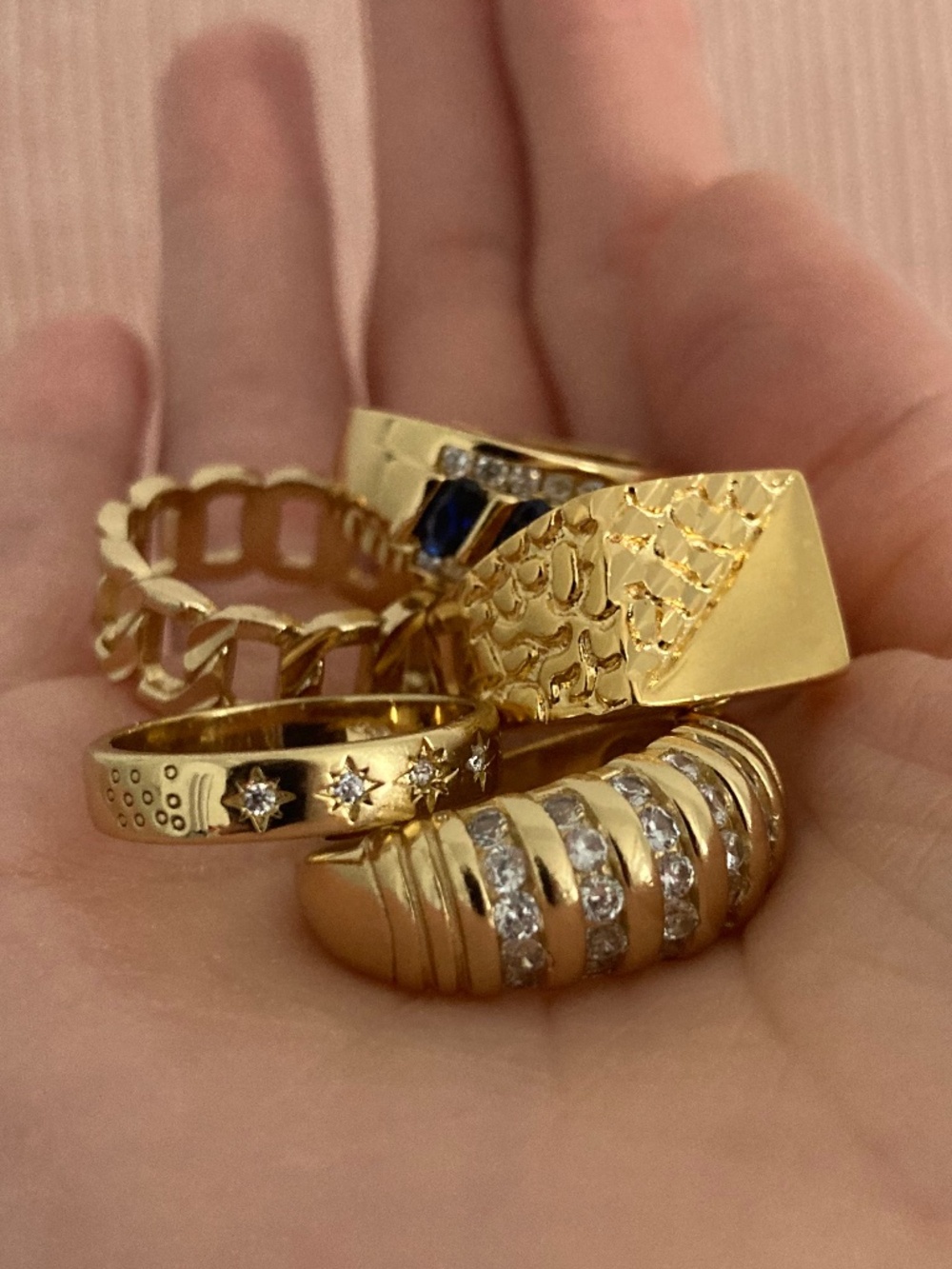 CHILD OF WILD SZ7 Ring SET Gold Stackable layering cocktail Rings Gold New